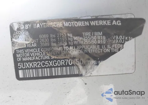 2016 BMW X5 Sdrive35I z USA, uszkodzony, nr VIN 5UXKR2C5XG0R70450